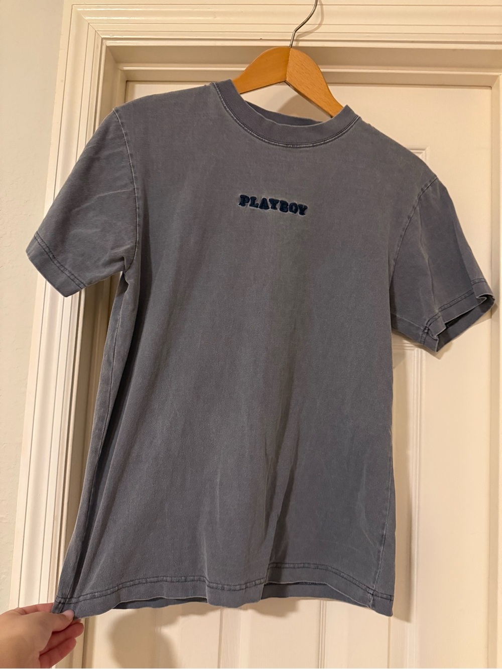 Playboy x pacsun Short Sleeve Logo Tee in Faded Blue- thick cotton